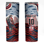 Personalized Sydney Roosters Skinny Tumbler Aboriginal Dot Art - Dreamtime Rugby Mascot