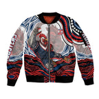 Personalized Sydney Roosters Sleeve Zip Bomber Jacket Aboriginal Dot Art - Dreamtime Rugby Mascot