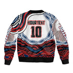 Personalized Sydney Roosters Sleeve Zip Bomber Jacket Aboriginal Dot Art - Dreamtime Rugby Mascot
