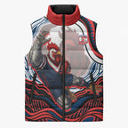 Personalized Sydney Roosters Sleeveless Puffer Jacket Aboriginal Dot Art - Dreamtime Rugby Mascot