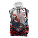 Personalized Sydney Roosters Sleeveless Zip Hoodie Aboriginal Dot Art - Dreamtime Rugby Mascot