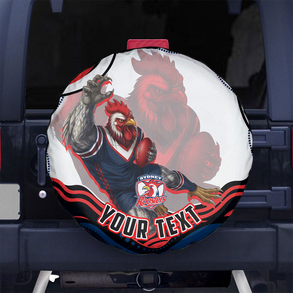 Personalized Sydney Roosters Spare Tire Cover Aboriginal Dot Art - Dreamtime Rugby Mascot