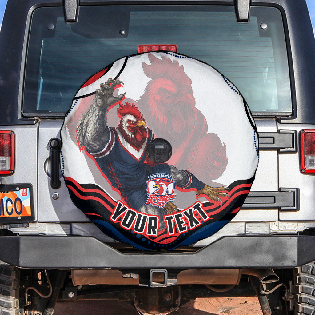 Personalized Sydney Roosters Spare Tire Cover Aboriginal Dot Art - Dreamtime Rugby Mascot
