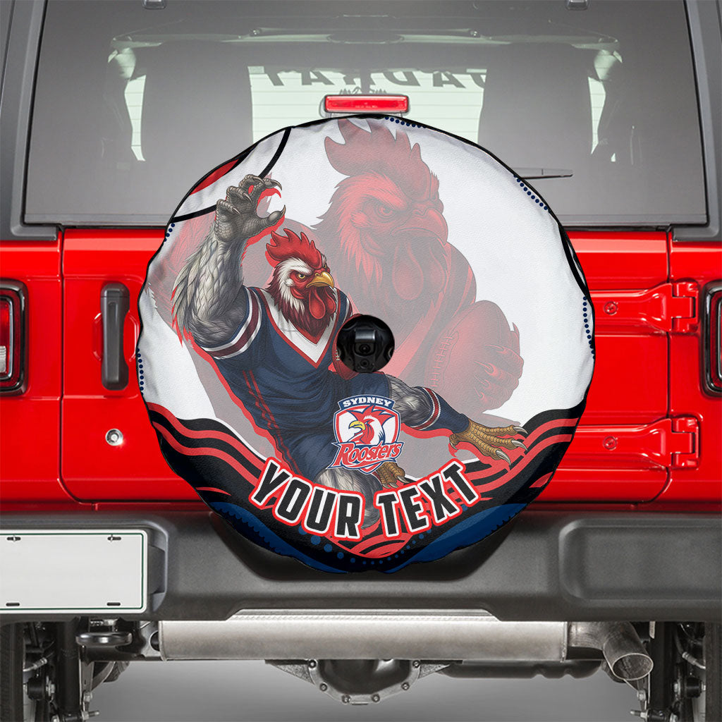 Personalized Sydney Roosters Spare Tire Cover Aboriginal Dot Art - Dreamtime Rugby Mascot