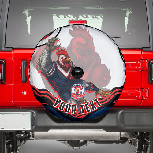 Personalized Sydney Roosters Spare Tire Cover Aboriginal Dot Art - Dreamtime Rugby Mascot