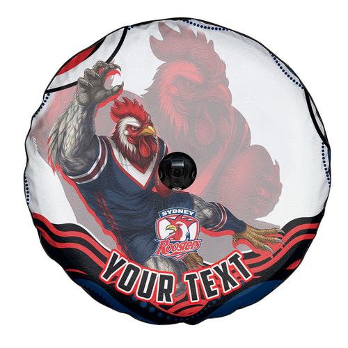 Personalized Sydney Roosters Spare Tire Cover Aboriginal Dot Art - Dreamtime Rugby Mascot
