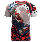 Personalized Sydney Roosters T Shirt Aboriginal Dot Art - Dreamtime Rugby Mascot