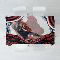 Personalized Sydney Roosters Tablecloth Aboriginal Dot Art - Dreamtime Rugby Mascot