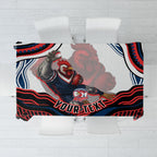 Personalized Sydney Roosters Tablecloth Aboriginal Dot Art - Dreamtime Rugby Mascot