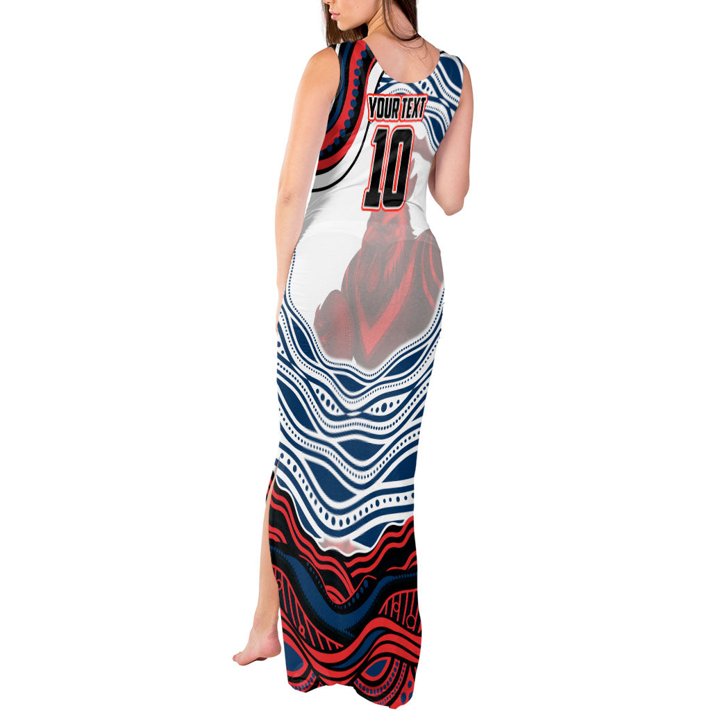 Personalized Sydney Roosters Tank Maxi Dress Aboriginal Dot Art - Dreamtime Rugby Mascot