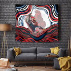 Personalized Sydney Roosters Tapestry Aboriginal Dot Art - Dreamtime Rugby Mascot