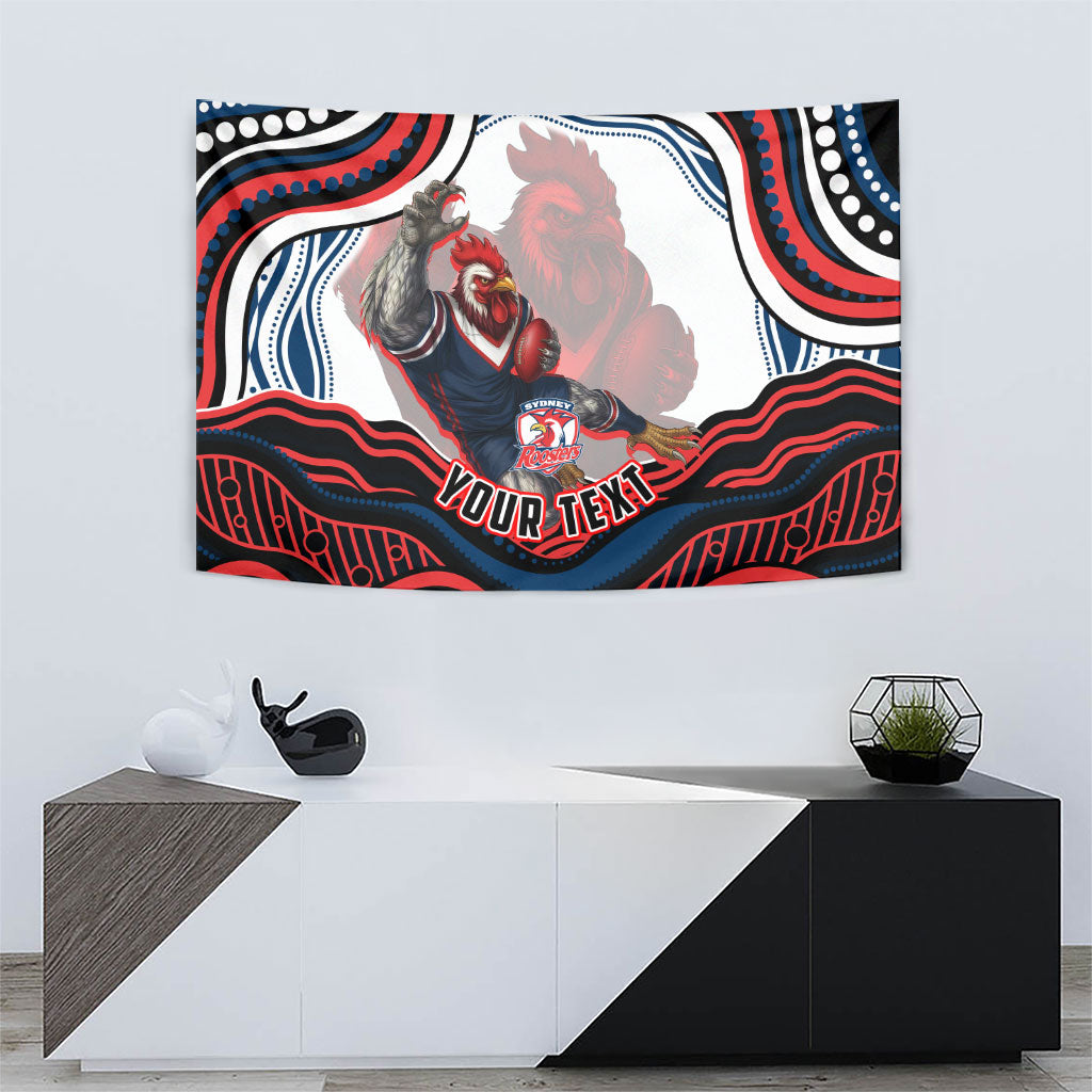 Personalized Sydney Roosters Tapestry Aboriginal Dot Art - Dreamtime Rugby Mascot