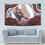 Personalized Sydney Roosters Tapestry Aboriginal Dot Art - Dreamtime Rugby Mascot