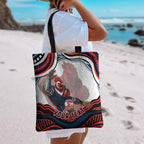 Personalized Sydney Roosters Tote Bag Aboriginal Dot Art - Dreamtime Rugby Mascot