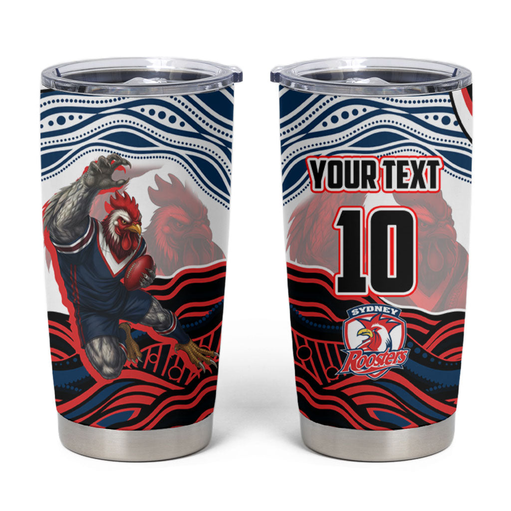 Personalized Sydney Roosters Tumbler Cup Aboriginal Dot Art - Dreamtime Rugby Mascot