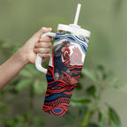 Personalized Sydney Roosters Tumbler With Handle Aboriginal Dot Art - Dreamtime Rugby Mascot