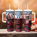 Personalized Sydney Roosters Tumbler With Handle Aboriginal Dot Art - Dreamtime Rugby Mascot