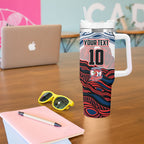 Personalized Sydney Roosters Tumbler With Handle Aboriginal Dot Art - Dreamtime Rugby Mascot
