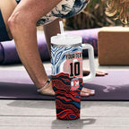 Personalized Sydney Roosters Tumbler With Handle Aboriginal Dot Art - Dreamtime Rugby Mascot