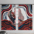 Personalized Sydney Roosters Window Curtain Aboriginal Dot Art - Dreamtime Rugby Mascot