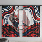 Personalized Sydney Roosters Window Curtain Aboriginal Dot Art - Dreamtime Rugby Mascot