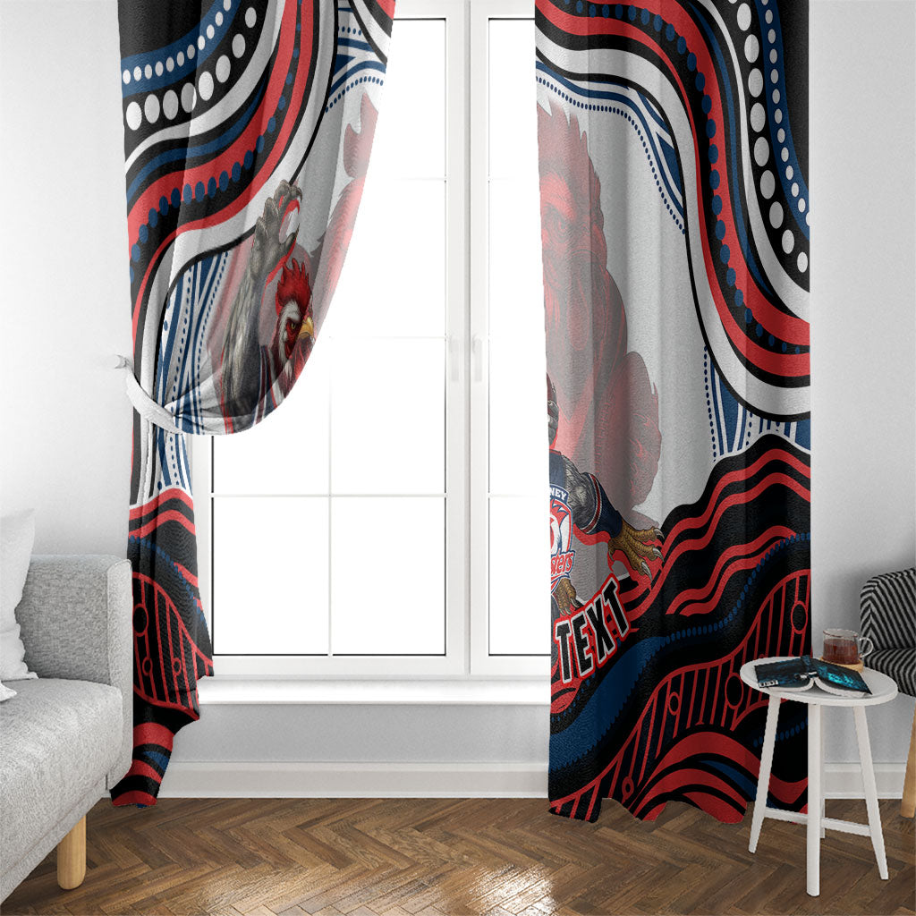 Personalized Sydney Roosters Window Curtain Aboriginal Dot Art - Dreamtime Rugby Mascot