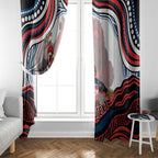 Personalized Sydney Roosters Window Curtain Aboriginal Dot Art - Dreamtime Rugby Mascot