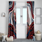 Personalized Sydney Roosters Window Curtain Aboriginal Dot Art - Dreamtime Rugby Mascot