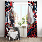 Personalized Sydney Roosters Window Curtain Aboriginal Dot Art - Dreamtime Rugby Mascot