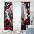 Personalized Sydney Roosters Window Curtain Aboriginal Dot Art - Dreamtime Rugby Mascot
