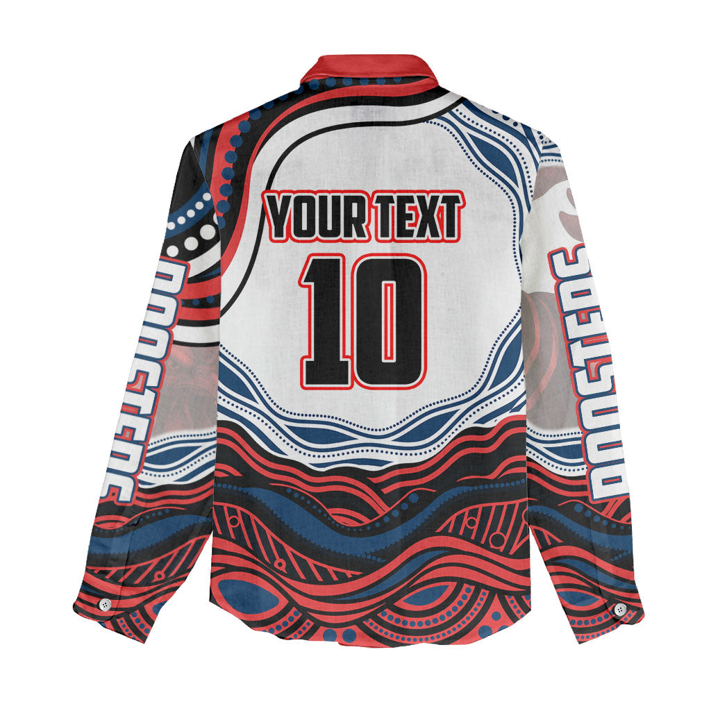 Personalized Sydney Roosters Women Casual Shirt Aboriginal Dot Art - Dreamtime Rugby Mascot