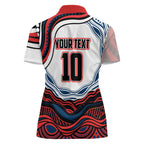 Personalized Sydney Roosters Women Polo Shirt Aboriginal Dot Art - Dreamtime Rugby Mascot