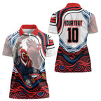 Personalized Sydney Roosters Women Polo Shirt Aboriginal Dot Art - Dreamtime Rugby Mascot