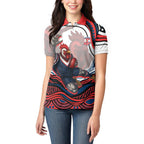 Personalized Sydney Roosters Women Polo Shirt Aboriginal Dot Art - Dreamtime Rugby Mascot