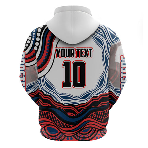 Personalized Sydney Roosters Zip Hoodie Aboriginal Dot Art - Dreamtime Rugby Mascot