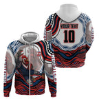 Personalized Sydney Roosters Zip Hoodie Aboriginal Dot Art - Dreamtime Rugby Mascot