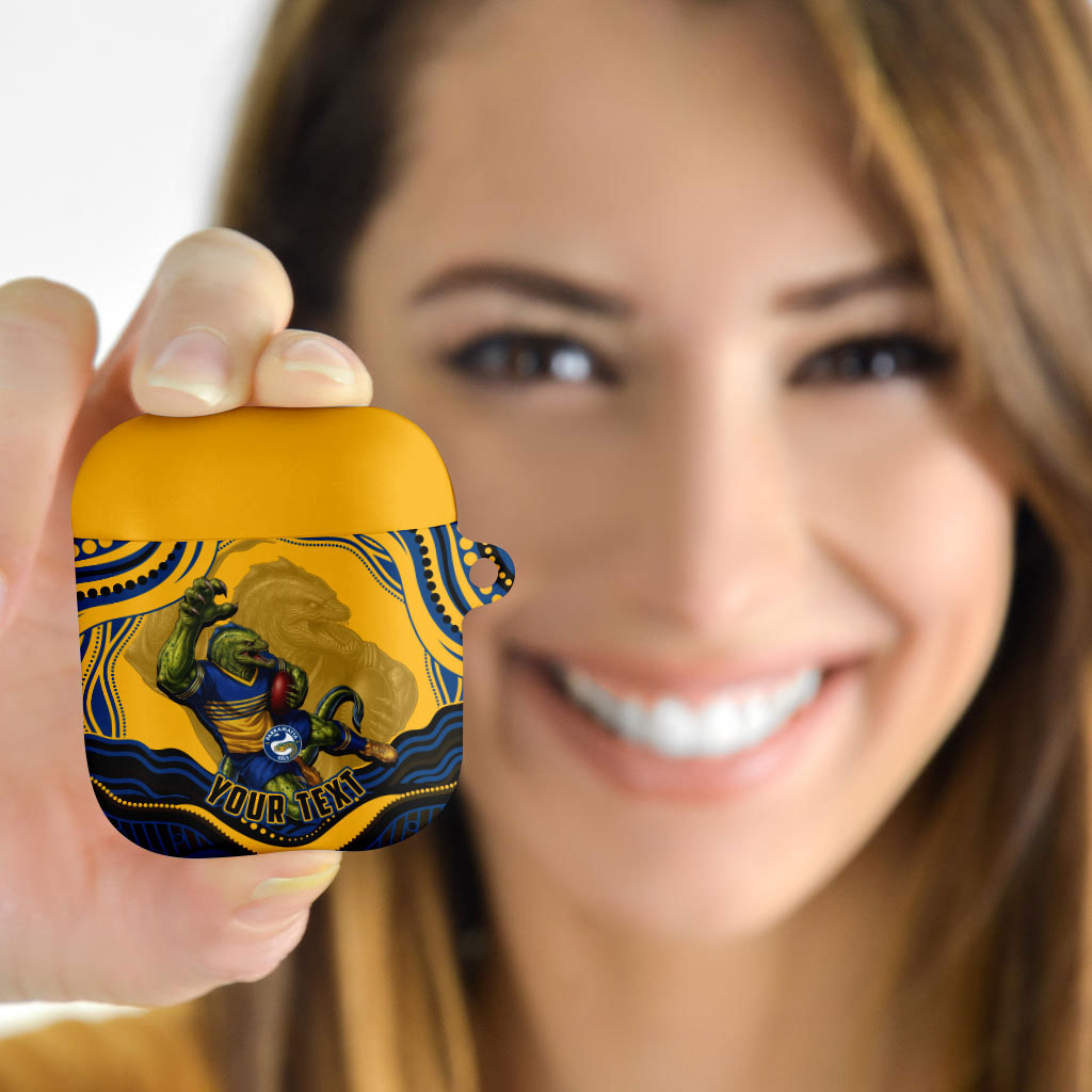 Personalized Parramatta Eels AirPods Case Aboriginal Dot Art - Dreamtime Rugby Mascot