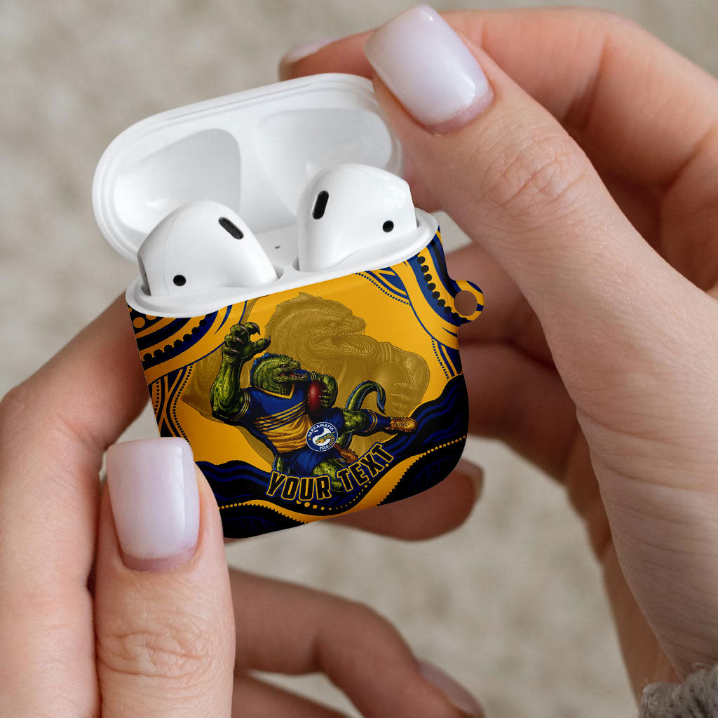 Personalized Parramatta Eels AirPods Case Aboriginal Dot Art - Dreamtime Rugby Mascot