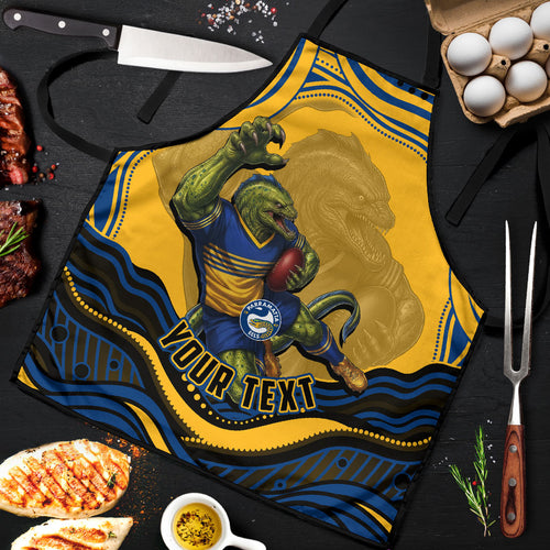 Personalized Parramatta Eels Apron Aboriginal Dot Art - Dreamtime Rugby Mascot