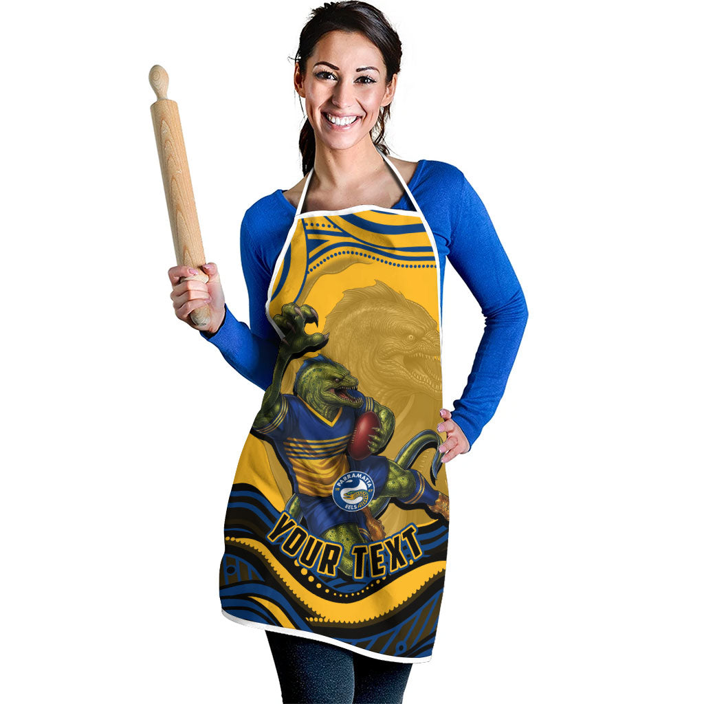 Personalized Parramatta Eels Apron Aboriginal Dot Art - Dreamtime Rugby Mascot