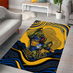 Personalized Parramatta Eels Area Rug Aboriginal Dot Art - Dreamtime Rugby Mascot