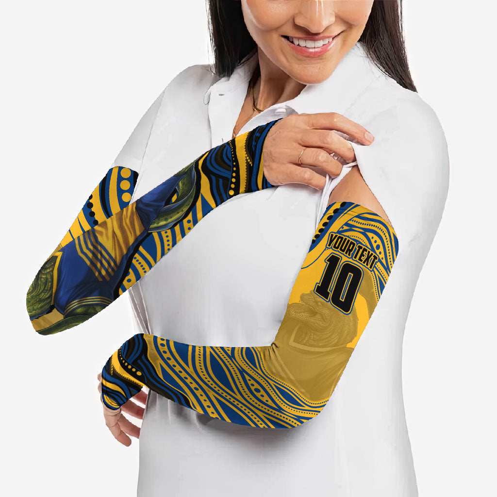 Personalized Parramatta Eels Arm Sleeves Aboriginal Dot Art - Dreamtime Rugby Mascot