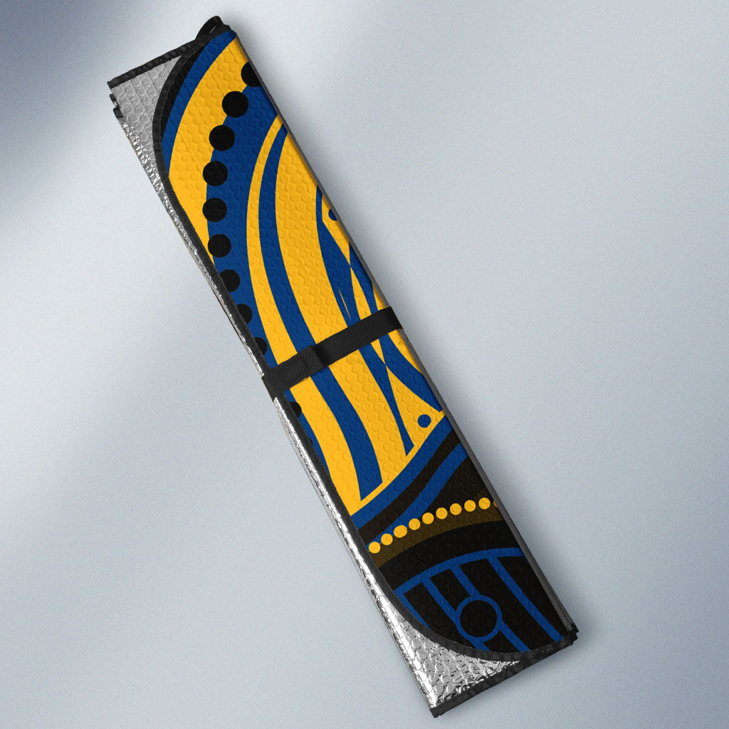 Personalized Parramatta Eels Auto Sun Shade Aboriginal Dot Art - Dreamtime Rugby Mascot