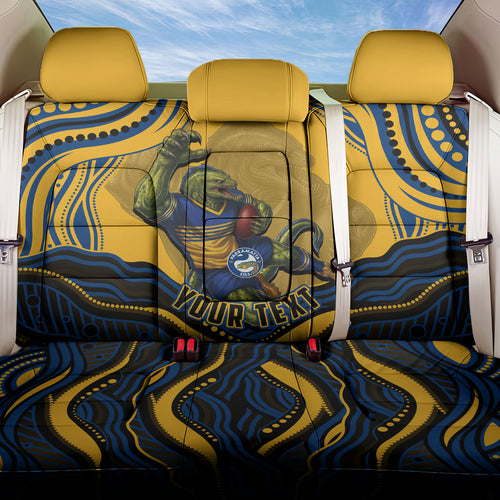 Personalized Parramatta Eels Back Car Seat Cover Aboriginal Dot Art - Dreamtime Rugby Mascot
