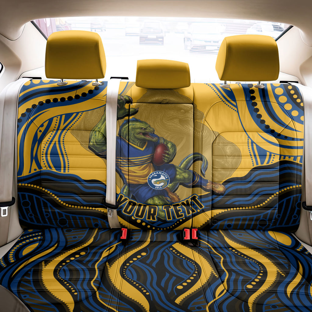 Personalized Parramatta Eels Back Car Seat Cover Aboriginal Dot Art - Dreamtime Rugby Mascot