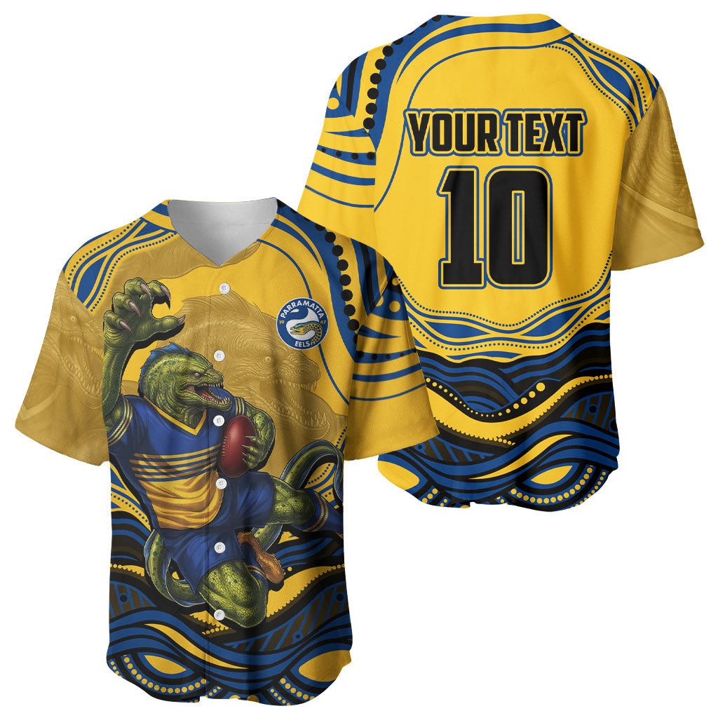 Personalized Parramatta Eels Baseball Jersey Aboriginal Dot Art - Dreamtime Rugby Mascot