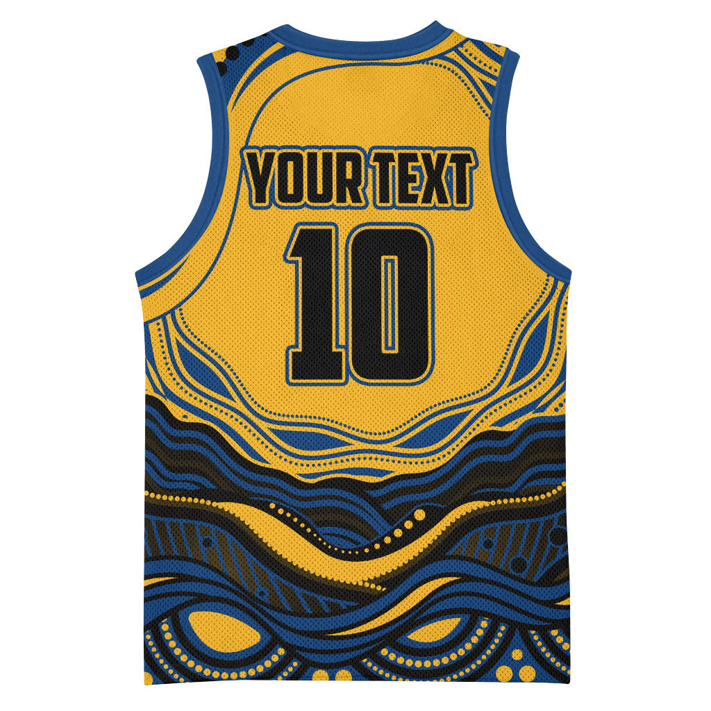 Personalized Parramatta Eels Basketball Jersey Aboriginal Dot Art - Dreamtime Rugby Mascot