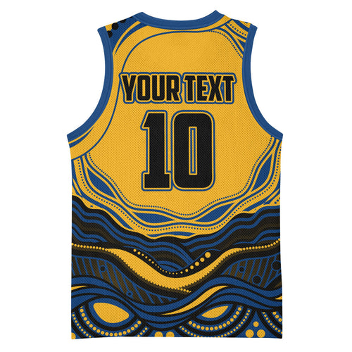 Personalized Parramatta Eels Basketball Jersey Aboriginal Dot Art - Dreamtime Rugby Mascot