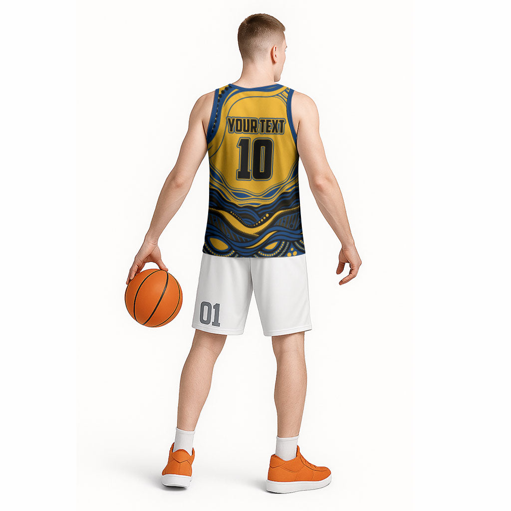 Personalized Parramatta Eels Basketball Jersey Aboriginal Dot Art - Dreamtime Rugby Mascot