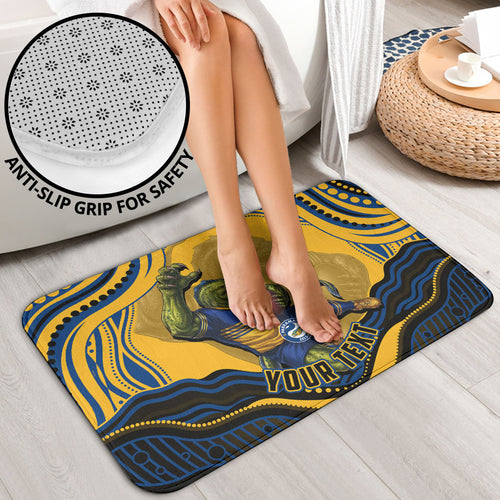 Personalized Parramatta Eels Bathroom Set Aboriginal Dot Art - Dreamtime Rugby Mascot